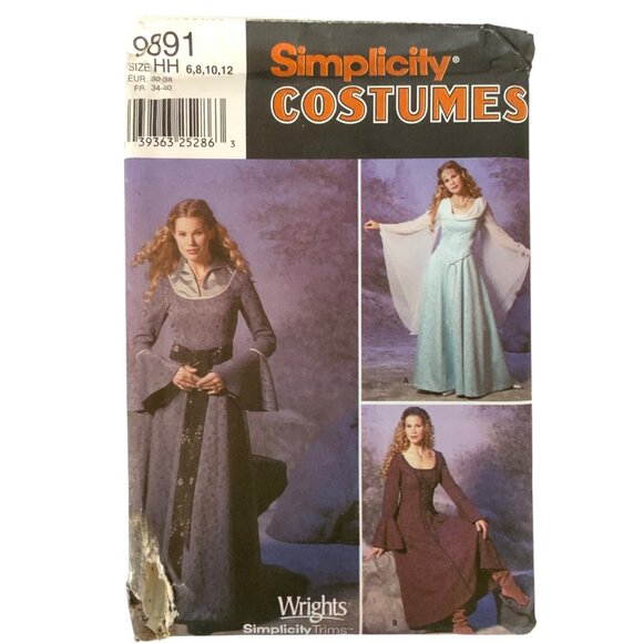 Simplicity 9891 Misses Medieval Dress Costume Sewing Pattern Size 6-12 Cosplay - Picture 1 of 4